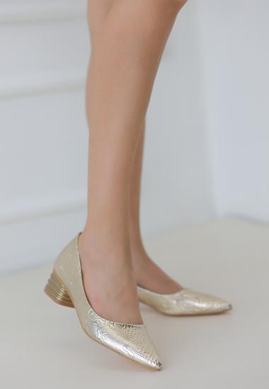 Woent Gold Rugan Topuklu Ayakkabı